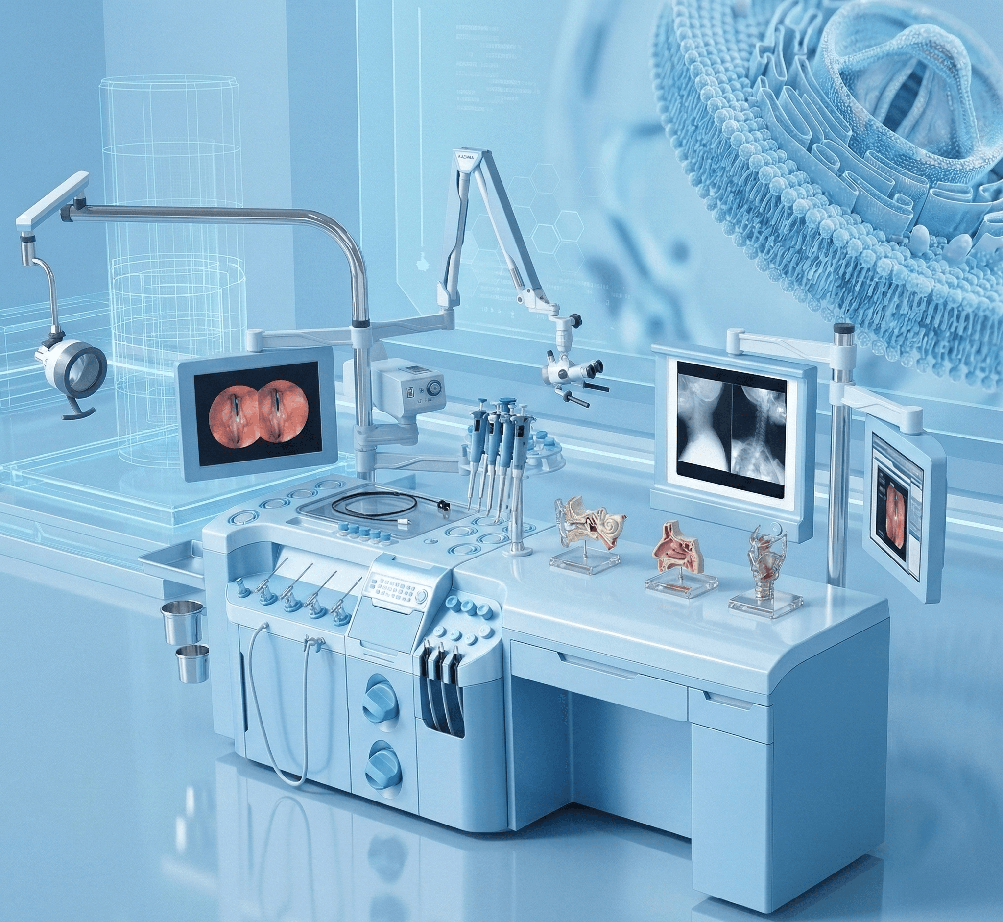Интегрированная ЛОР-установка с диагностическими экранами и прецизионными инструментами